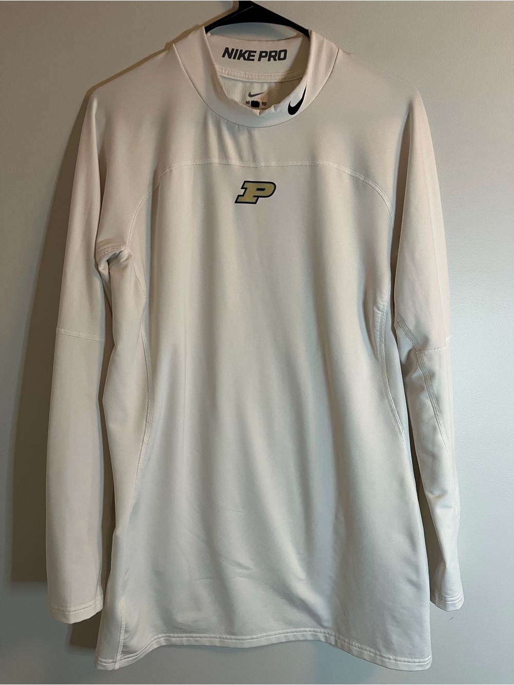 Nike Pro Purdue Boilermakers Long Sleeve Compression Shirt White Mens XXL 2XL